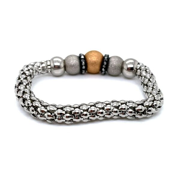 Stainless Steel Polished Marcasite Beaded Stretch Bracelet!‎ 94 - Picture 4 of 7